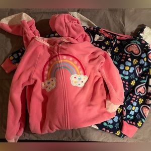 Toddler fleece footie pajamas rainbow 2 pack 3T
